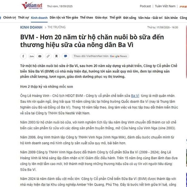 BVM - Hơn 20 năm từ hộ chăn nuôi bò sữa đến thương hiệu sữa của nông dân Ba Vì