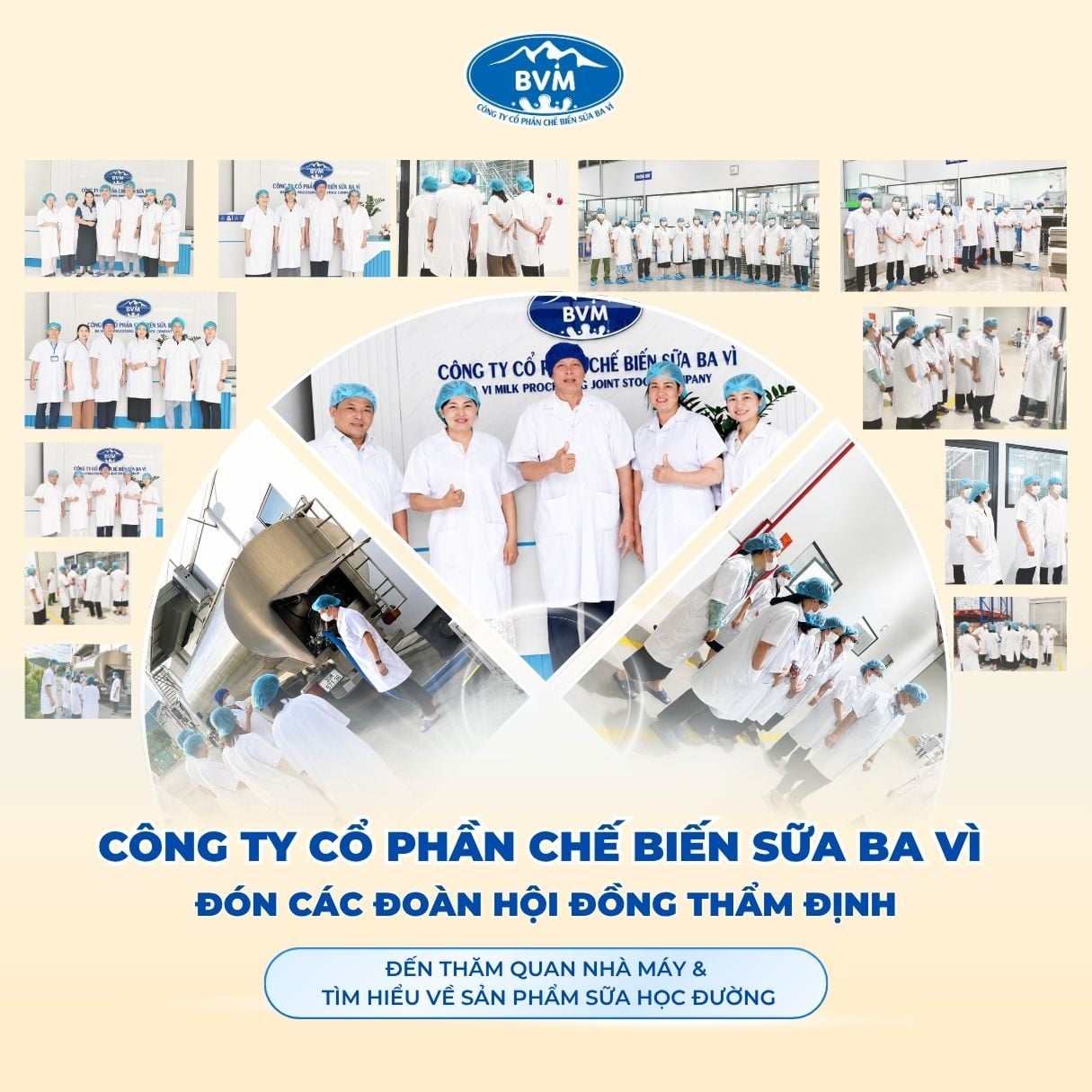 CÔNG TY CỔ PHẦN CHẾ BIẾN SỮA BA VÌ ĐÓN TIẾP CÁC ĐOÀN HỘI ĐỒNG THẨM ĐỊNH ĐẾN THAM QUAN NHÀ MÁY VÀ TÌM HIỂU SẢN PHẨM SỮA HỌC ĐƯỜNG.