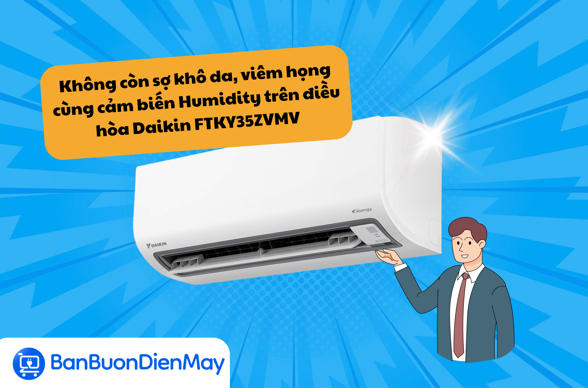 Không còn sợ khô da, viêm họng cùng cảm biến Humidity trên điều hòa Daikin FTKY35ZVMV