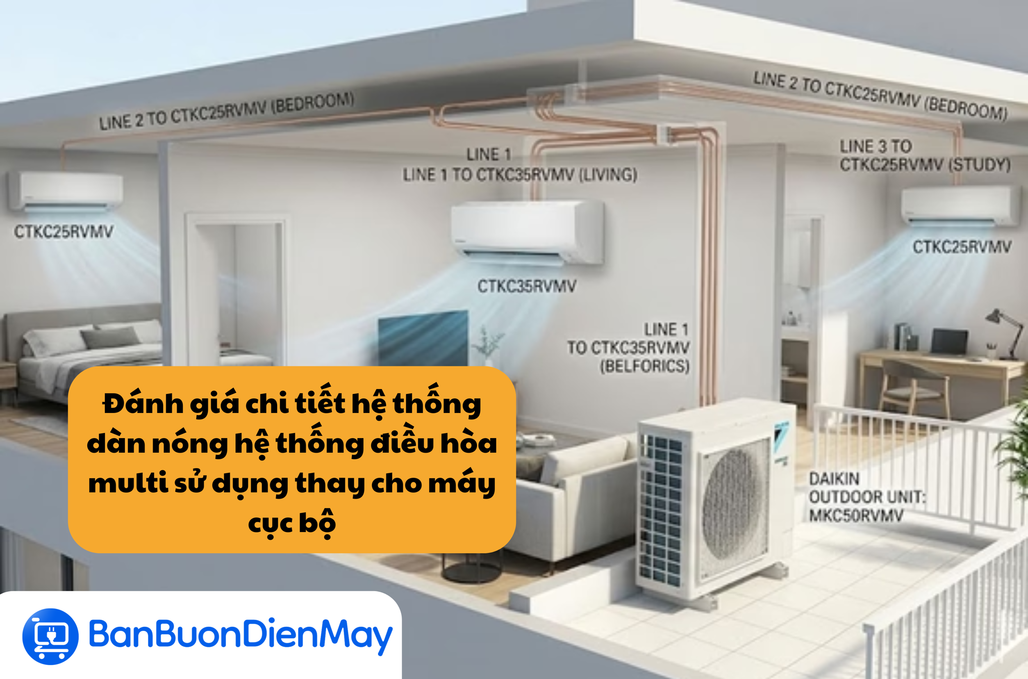 Đánh giá chi tiết hệ thống dàn nóng hệ thống điều hòa multi sử dụng thay cho máy cục bộ