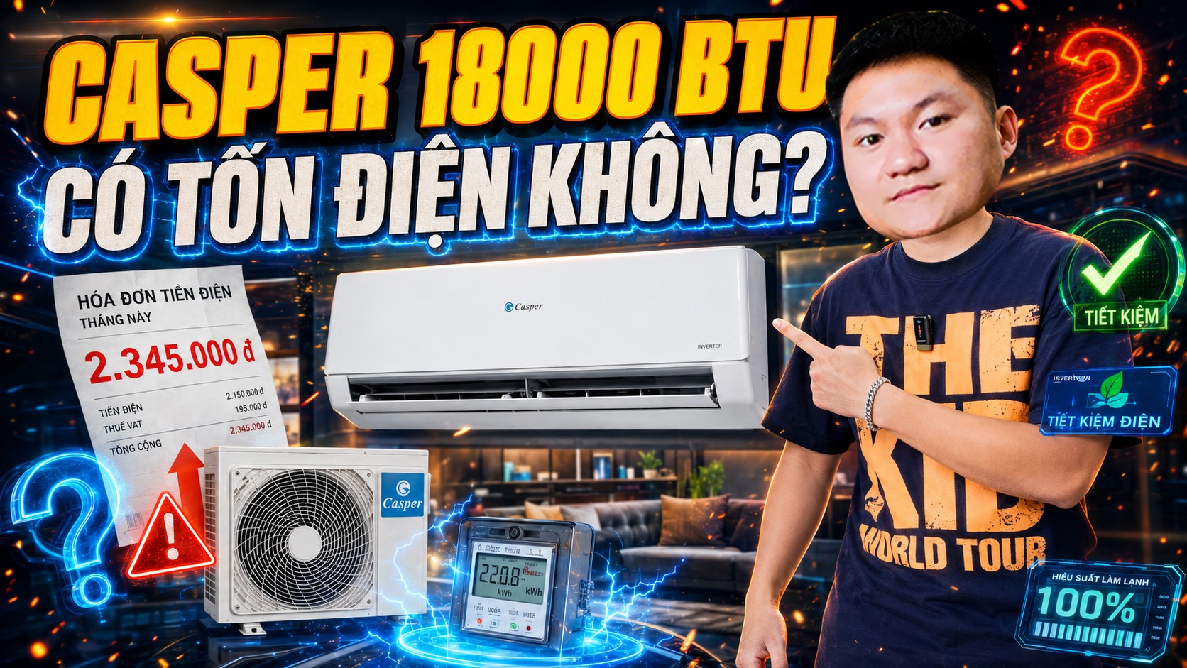 Đánh Giá Nhanh Mẫu Điều Hòa Casper 18000BTU 1 Chiều Inverter GC-18IS33 | Có Thực Sự Tiết Kiệm Điện?