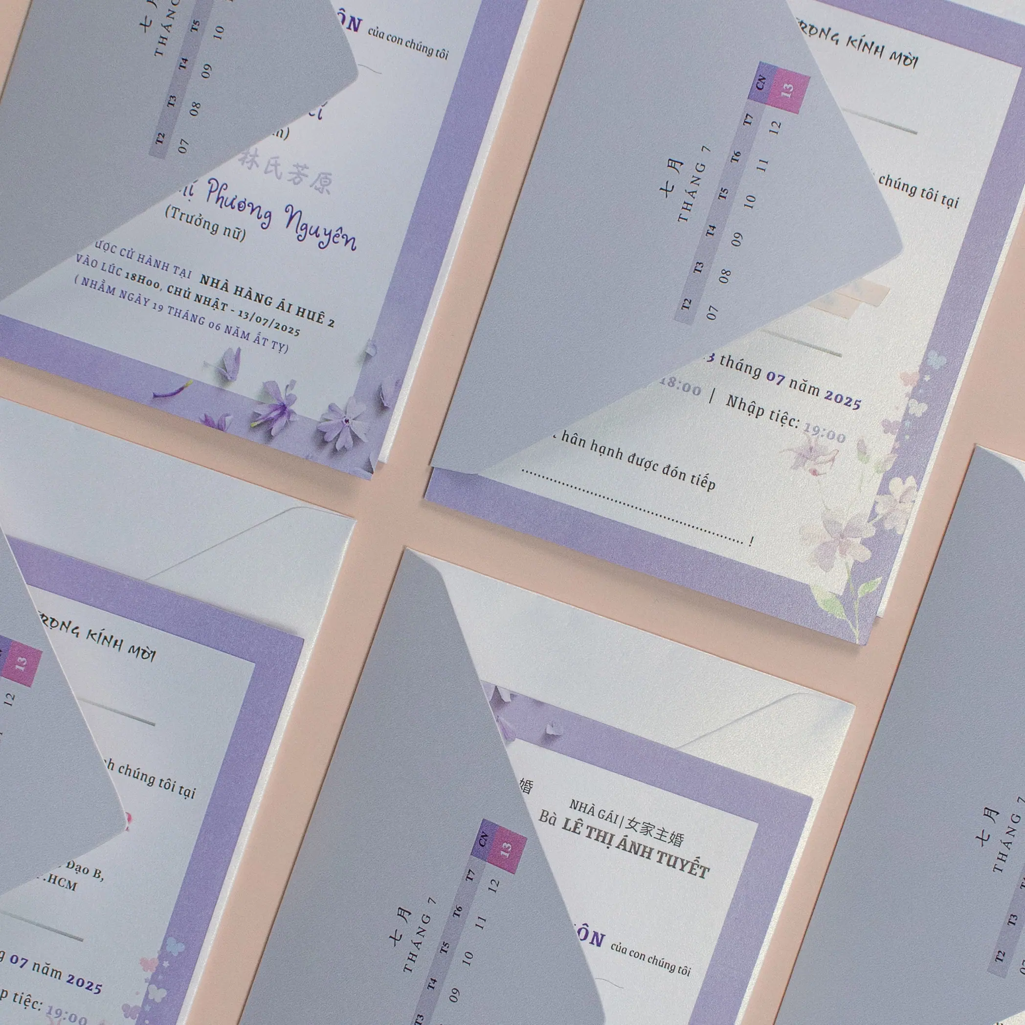 Thành phẩm in thiệp cưới đẹp và đóng gói trọn gói chỉn chu giao cho khách hàng