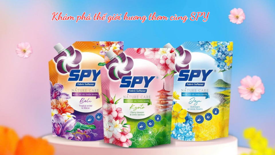BỘ NƯỚC XẢ VẢI SPY HƯƠNG HOA MỚI CHĂM SÓC CẢ GIA ĐÌNH
