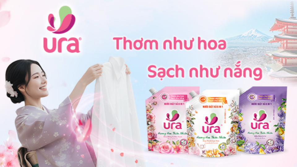 Chính thức ra mắt nước giặt xả Ura - Thơm như hoa, sạch như nắng