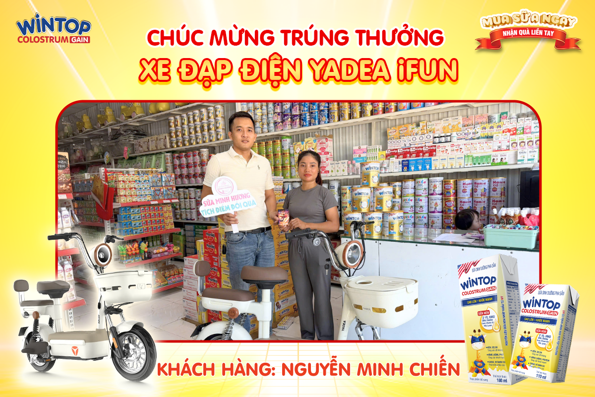 KHÁCH HÀNG TRÚNG XE ĐẠP ĐIỆN YADEA iFUN CHƯƠNG TRÌNH MUA SỮA NGAY - NHẬN QUÀ LIỀN TAY THÁNG 5.2026