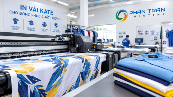 In vải kate may đồng phục công ty