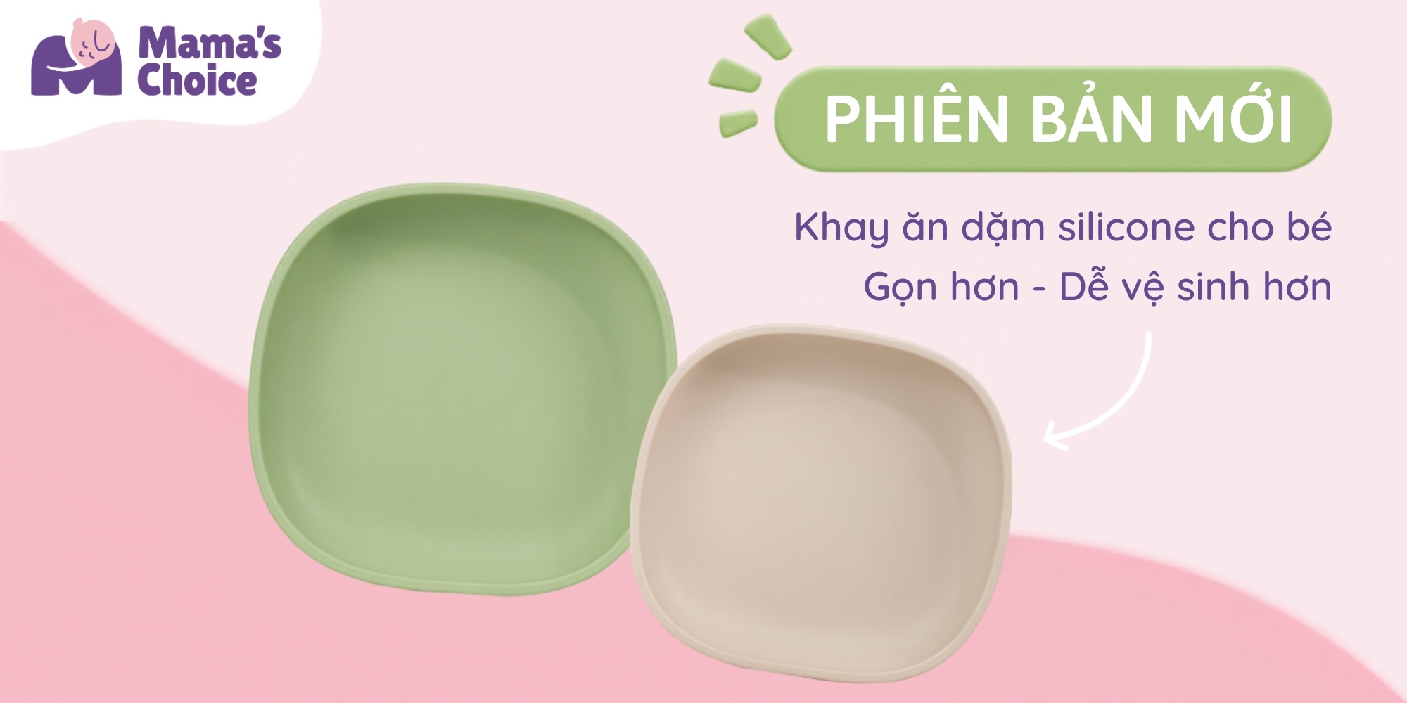[Mẫu mới] Khay Ăn Dặm Silicone Mama's Choice, Nhỏ Gọn, Dễ Vệ Sinh