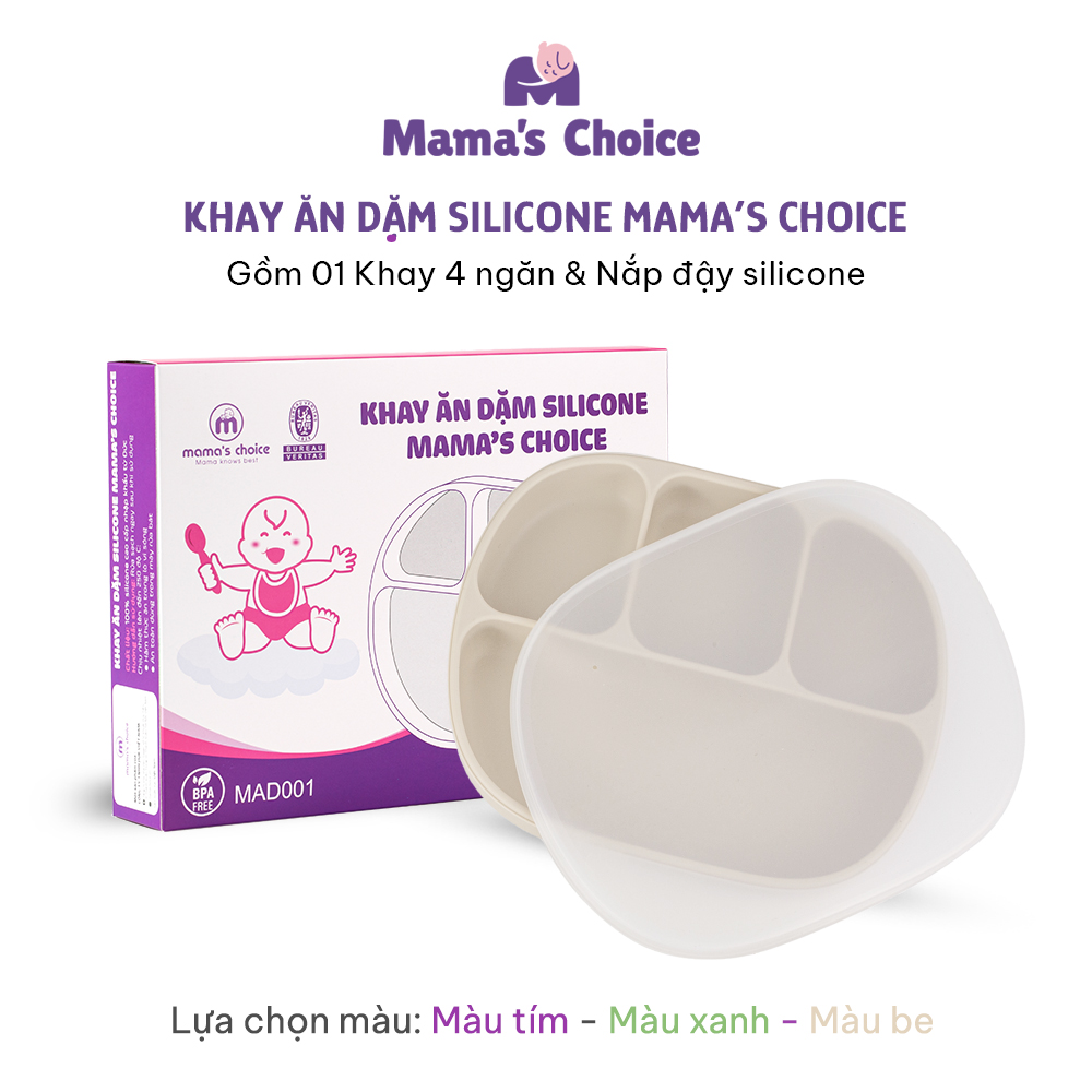 01 khay ăn dặm 4 ngăn v&agrave; nắp đậy
