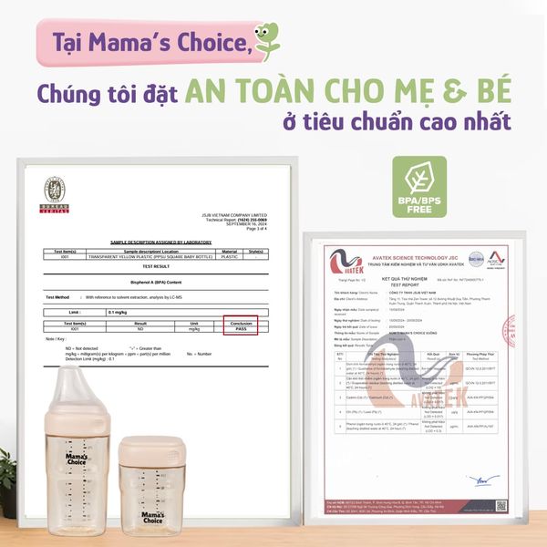 Bình sữa Mama’s Choice đạt chứng nhận an toàn quốc tế