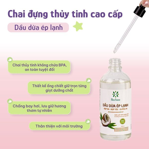 Chai dầu dừa thủy tinh cao cấp