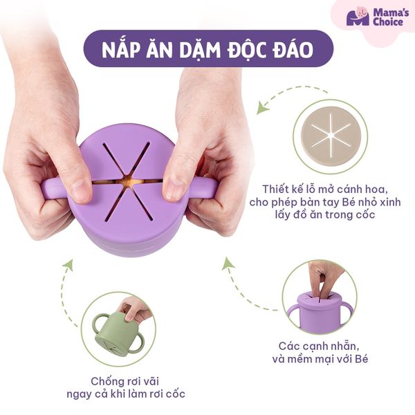 Cốc tập uống kèm với nắp ăn dặm