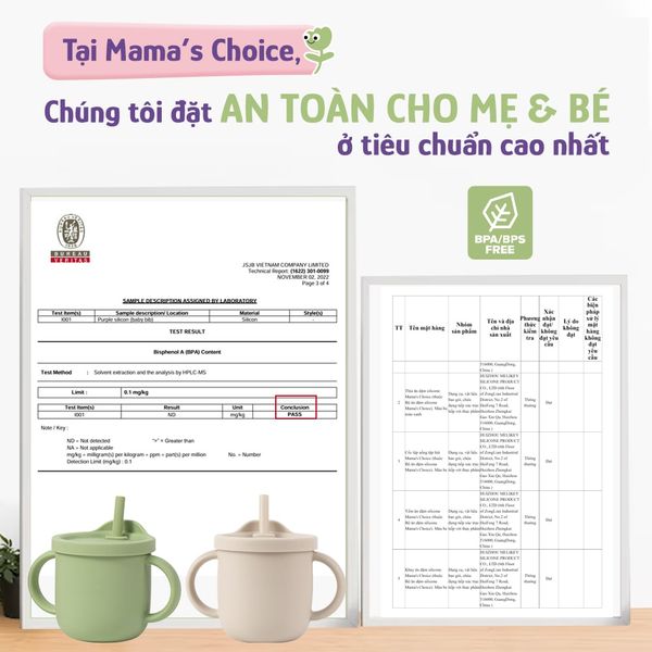 Cốc tập uống Mama’s Choice đạt chứng nhận an toàn