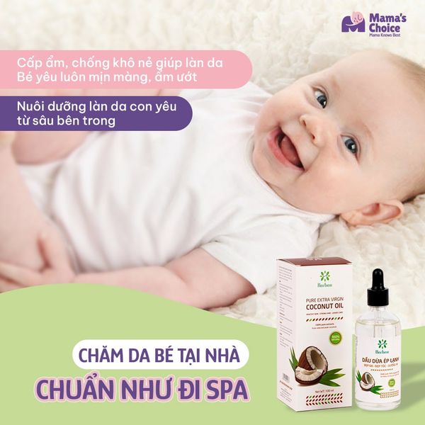 Dầu dừa chăm da em bé tại nhà như “đi spa”