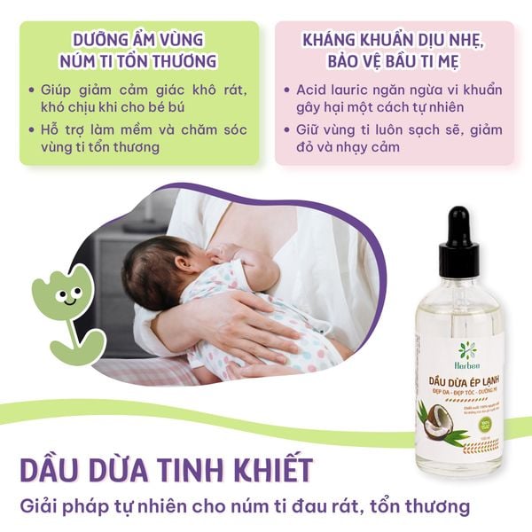 Dầu dừa dưỡng ẩm, kháng khuẩn dịu nhẹ