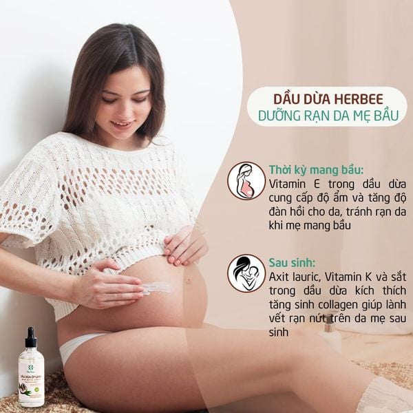 Dầu dừa dưỡng rạn da cho mẹ bầu