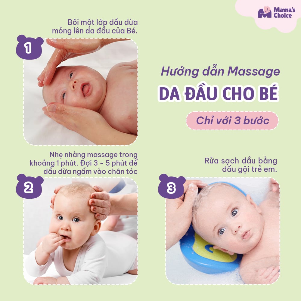 Dưỡng t&oacute;c cho b&eacute; bằng dầu dừa Mama's Choice