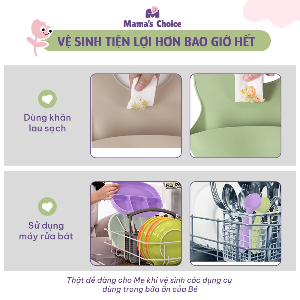 Hướng dẫn vệ sinh bộ ăn dặm Mama's Choice