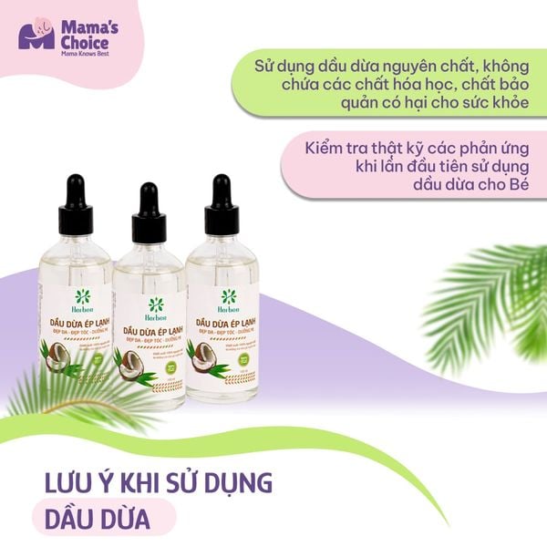 Lưu ý kiểm tra phản ứng của bé khi lần đầu sử dụng Dầu dừa