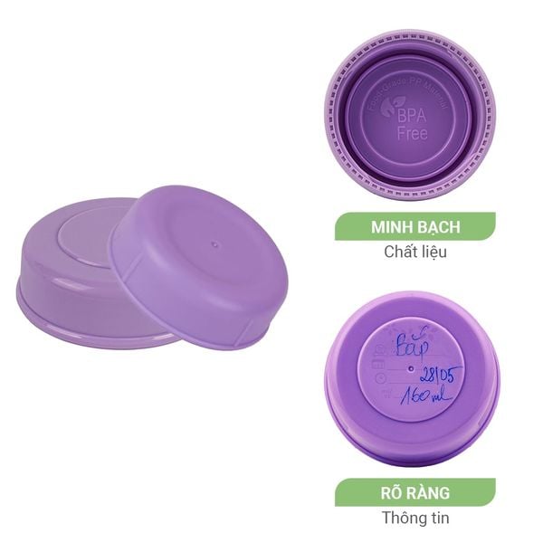 Nắp bình trữ Mama’s Choice minh bạch chất liệu