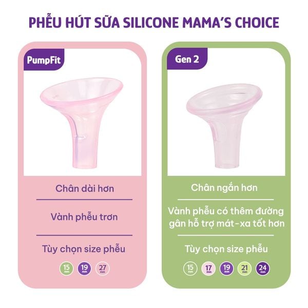 Phễu hút sữa silicone của 2 phiên bản