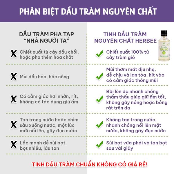 Phân biệt dầu tràm nguyên chất