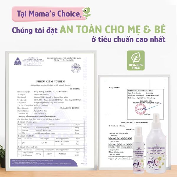 Xịt khử khuẩn Ecopro Mama’s Choice đạt chứng nhận an toàn
