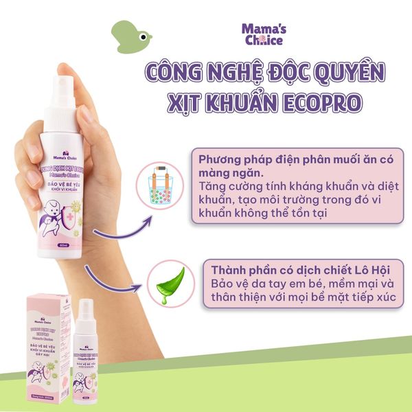 Xịt khử khuẩn Ecopro Mama’s Choice sử dụng công nghệ độc quyền
