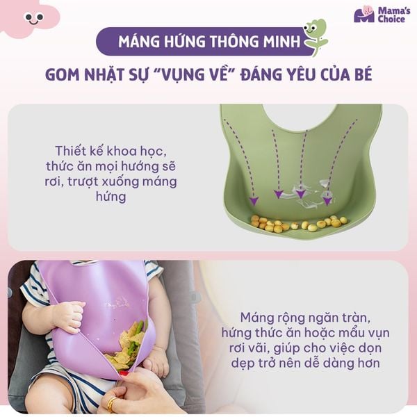Yếm ăn dặm máng hứng rộng rãi