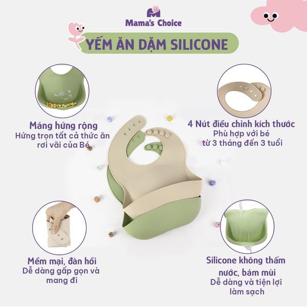 Yếm ăn dặm silicone chống đổ hiệu quả