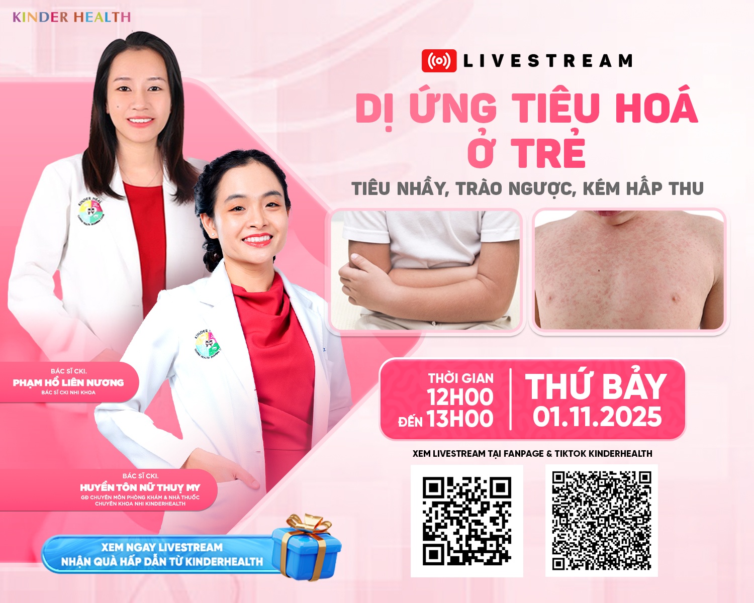 THÔNG BÁO LIVESTREAM: DỊ ỨNG TIÊU HÓA Ở TRẺ: TIÊU NHẦY, TRÀO NGƯỢC, KÉM HẤP THU