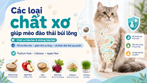 Các loại chất xơ giúp mèo đào thải búi lông