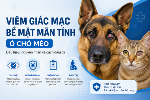 Viêm giác mạc bề mặt mãn tính ở chó mèo: Dấu hiệu, nguyên nhân và cách điều trị