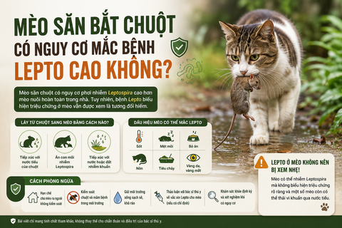 Mèo săn bắt chuột có nguy cơ mắc bệnh Lepto cao không?