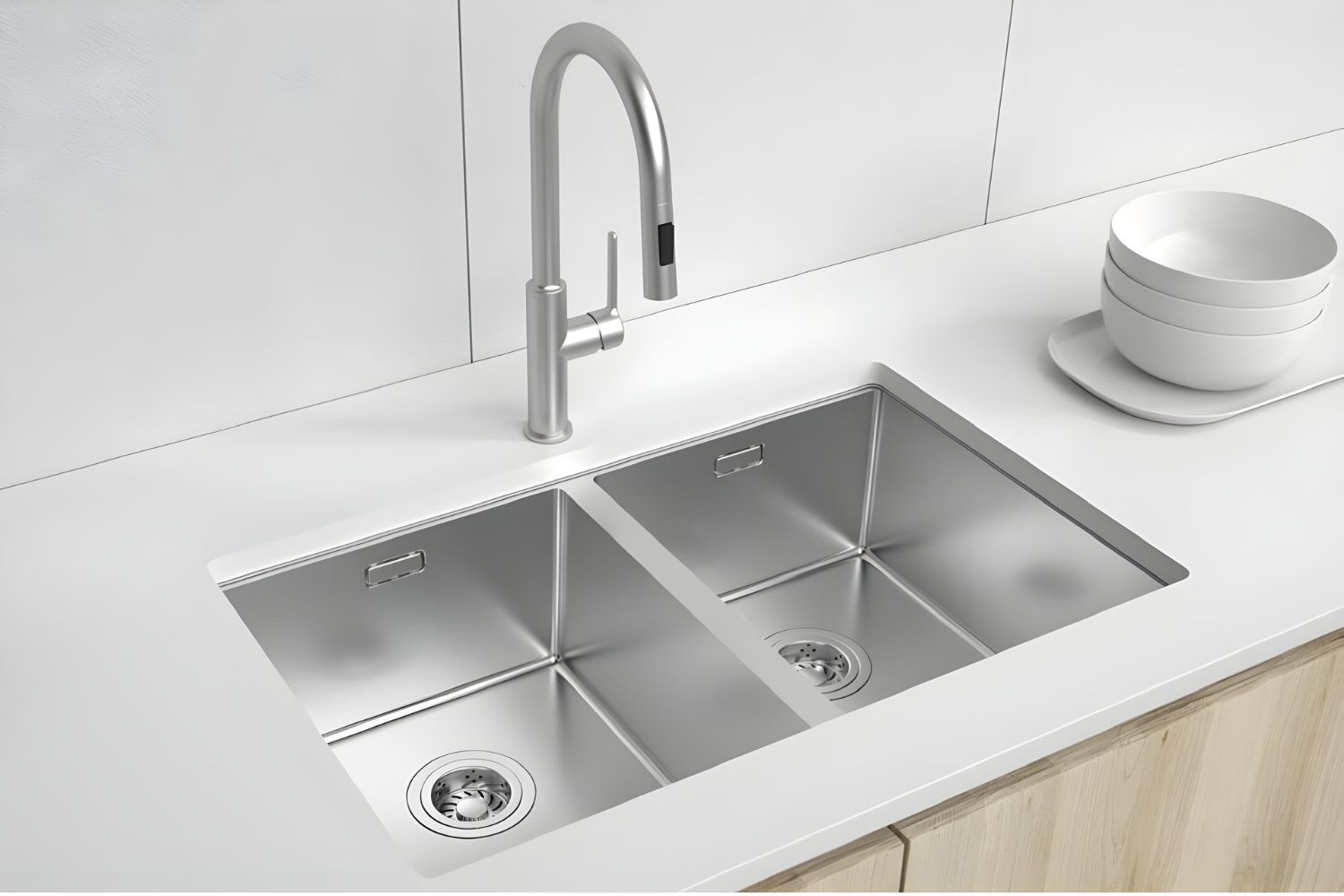 Chậu rửa chén Hafele HS24-SSN2S-870 567.24.437 sở hữu thiết kế hiện đại, chất liệu Inox Satin&nbsp;chống gỉ