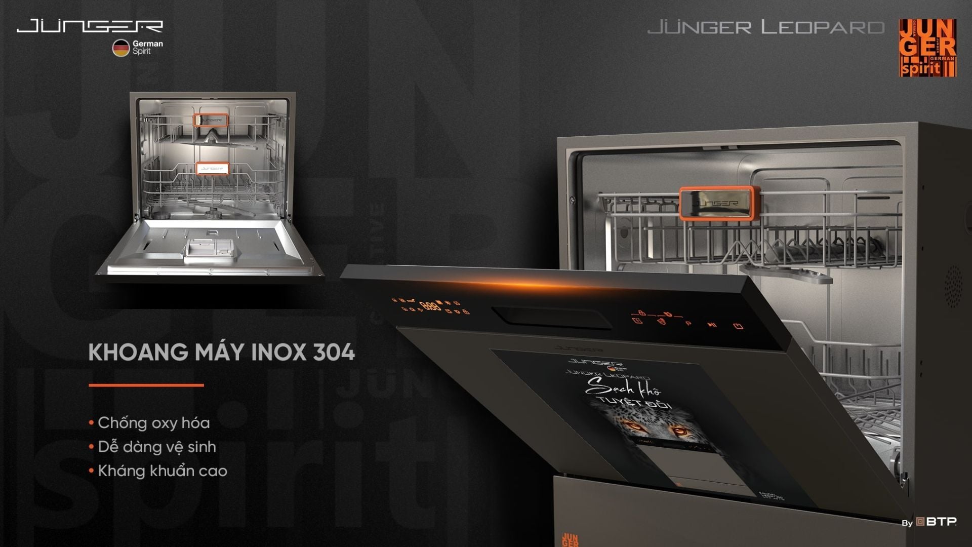 Khoang rửa bằng inox 304 không gỉ cao cấp, chống ăn mòn theo thời gian