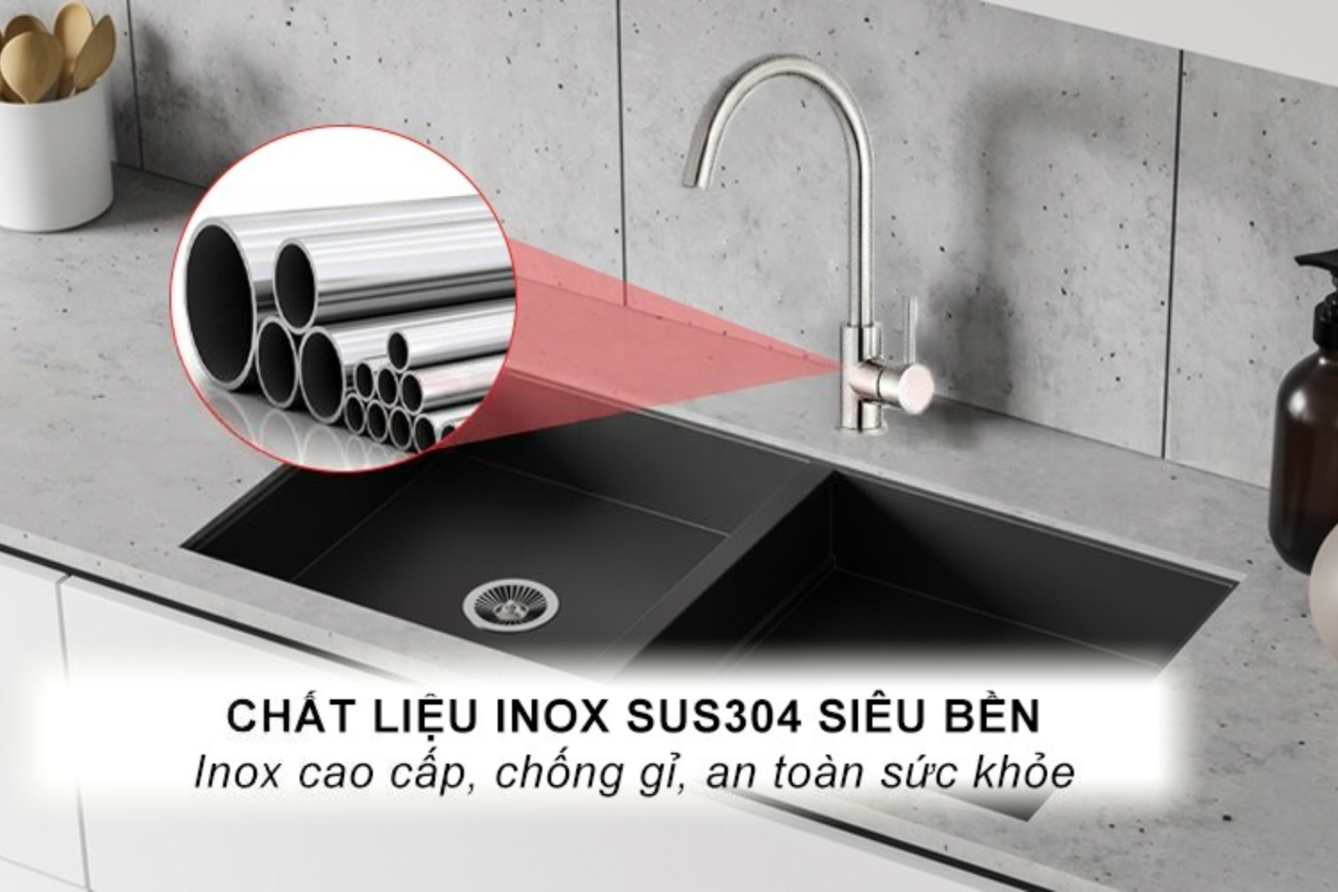 Vòi rửa bát inox 304 Eurosun cân bằng giữa chất lượng và giá thành phù hợp với mọi nhu cầu