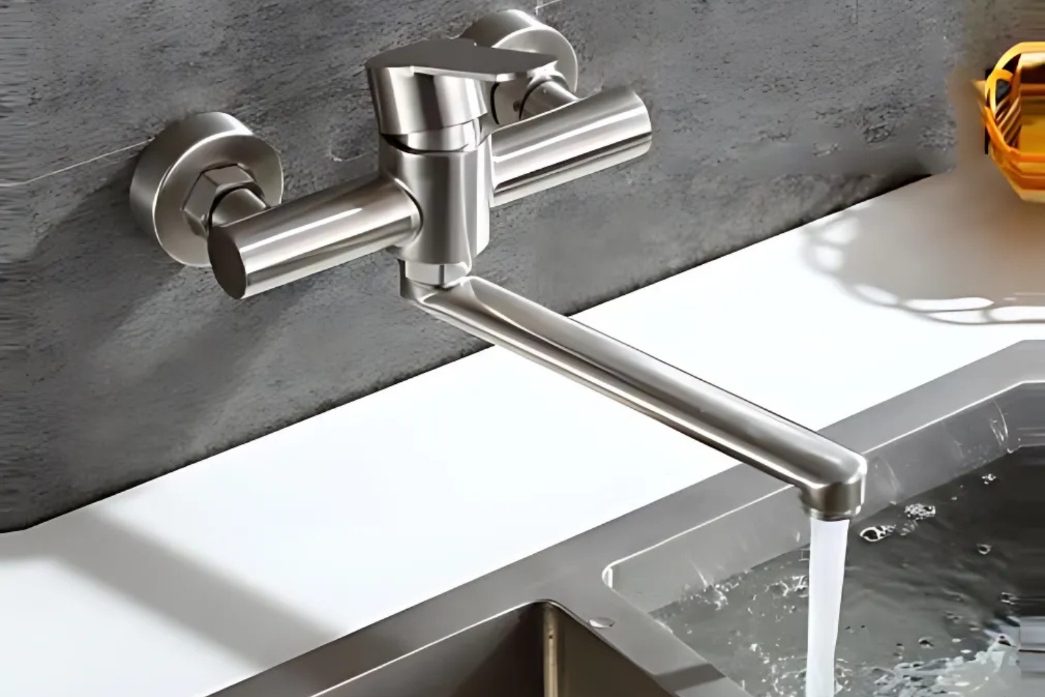 Vòi rửa mạ Chrome lắp âm tường giúp tiết kiệm không gian và tăng tính thẩm mỹ