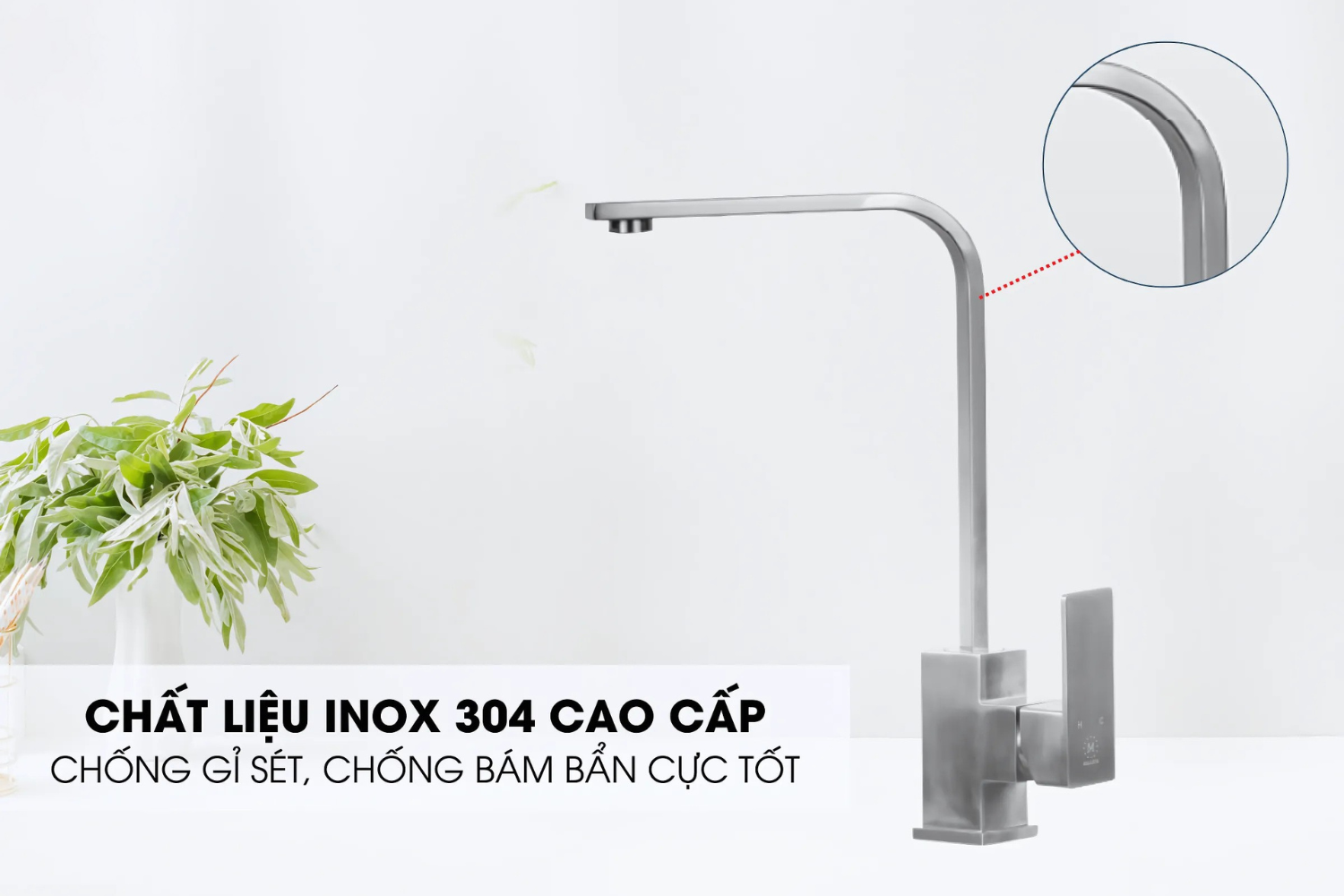 Vòi rửa chén Malloca K536S sở hữu chất liệu inox 304 chống gỉ, bền bỉ với thời gian