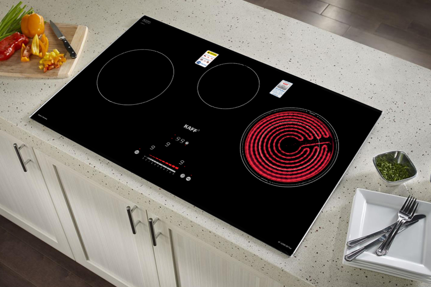 Bếp kết hợp KAFF&nbsp;KF-IC5801SB Plus được thiết kế theo dạng lắp âm