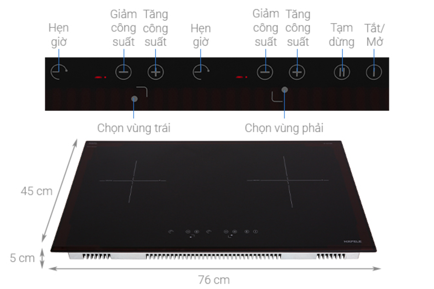 Bếp từ Hafele HC-IS772EA được thiết kế theo kiểu lắp âm