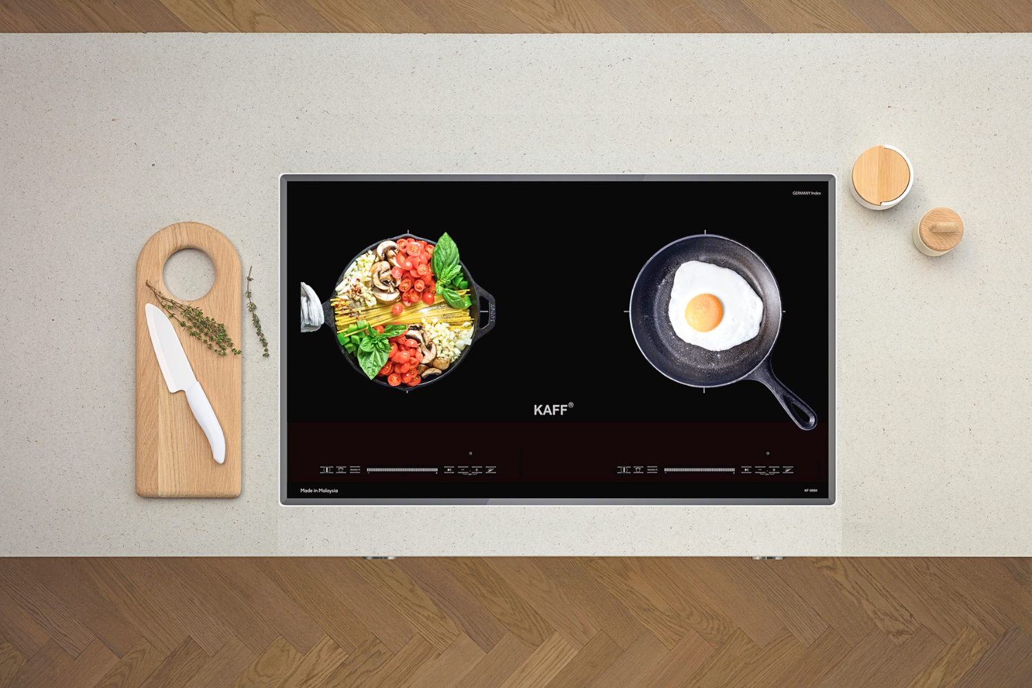 Bếp từ âm KAFF KF-988II sở hữu hai vùng nấu từ độc lập