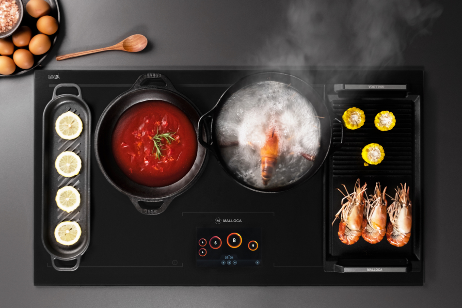 Malloca Skylux MH-92TFT có thể nấu tối đa 6 nồi cùng lúc