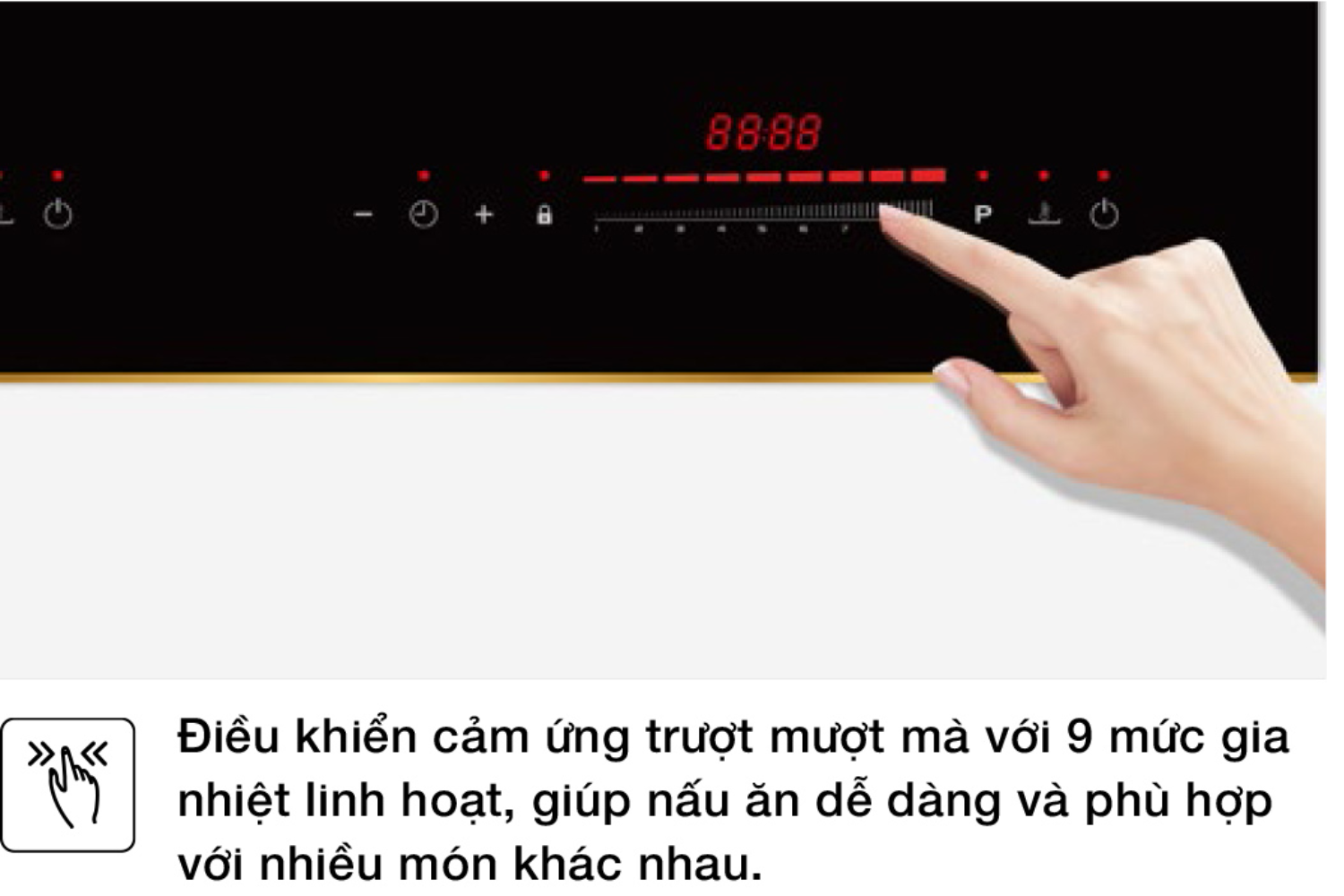 Bếp từ đôi Hafele HC-I73242B được trang bị bảng điều khiển cảm ứng dạng trượt