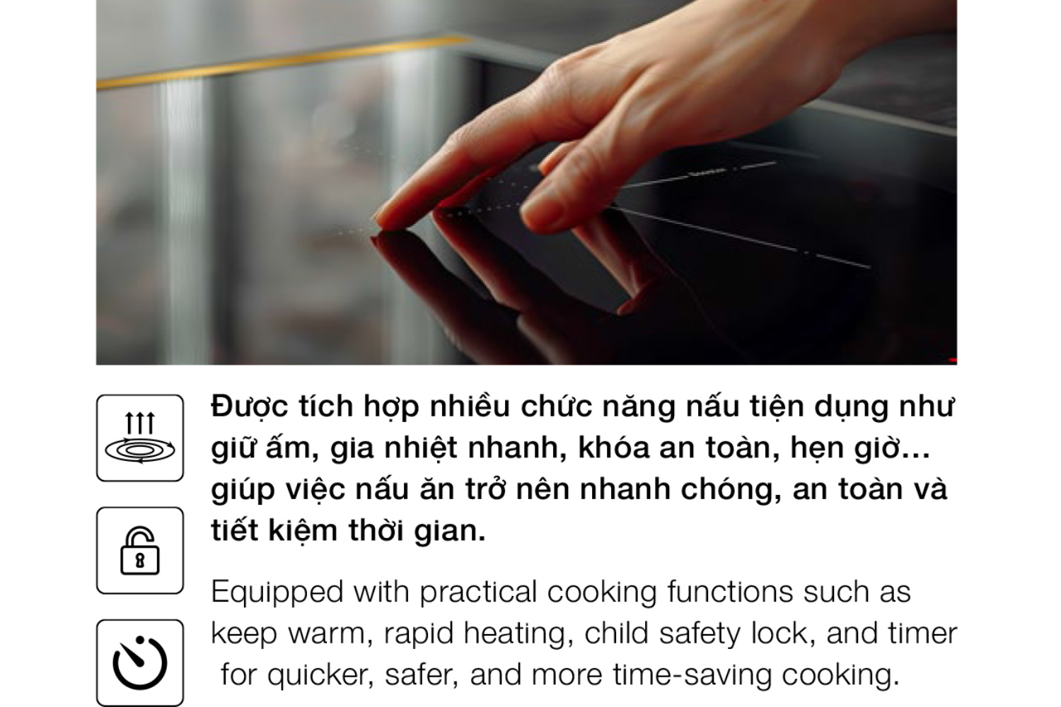 Bếp từ Hafele HC-I73242B được trang bị một loạt các công nghệ