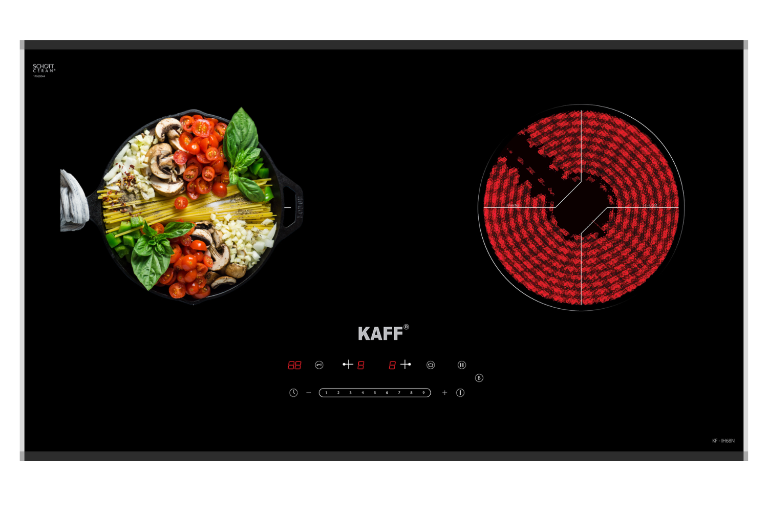 Bếp điện từ KAFF KF-IH68N sở hữu thiết kế 2 vùng nấu độc lập