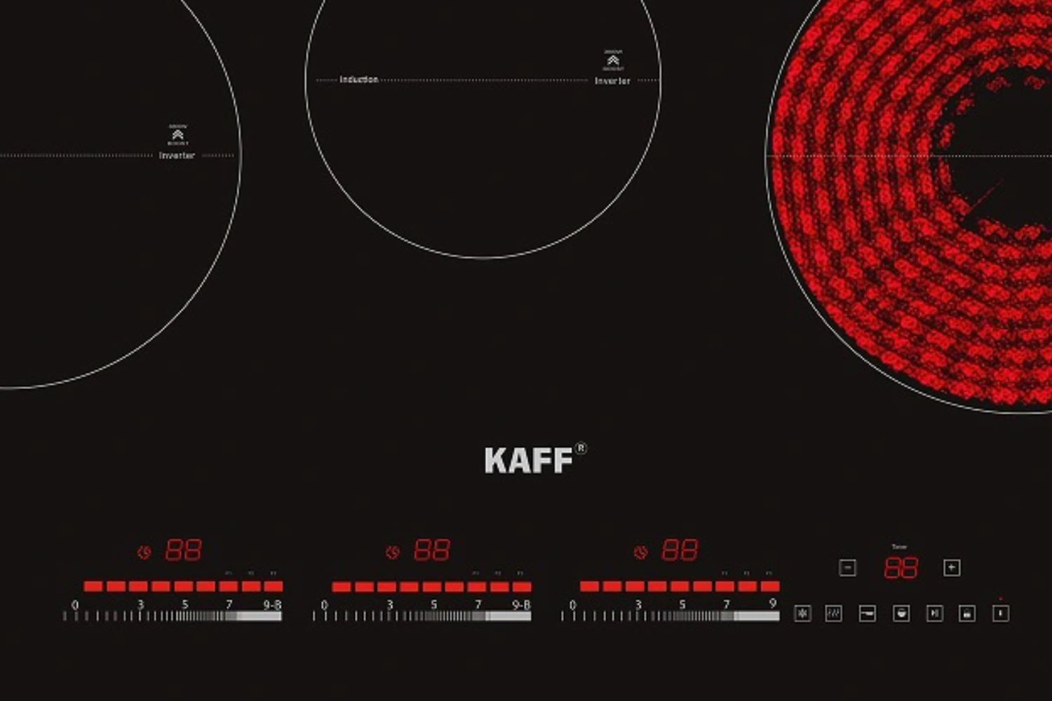 KAFF KF-IG3001IH được trang bị 03 bảng điều khiển cảm ứng dạng vuốt trượt