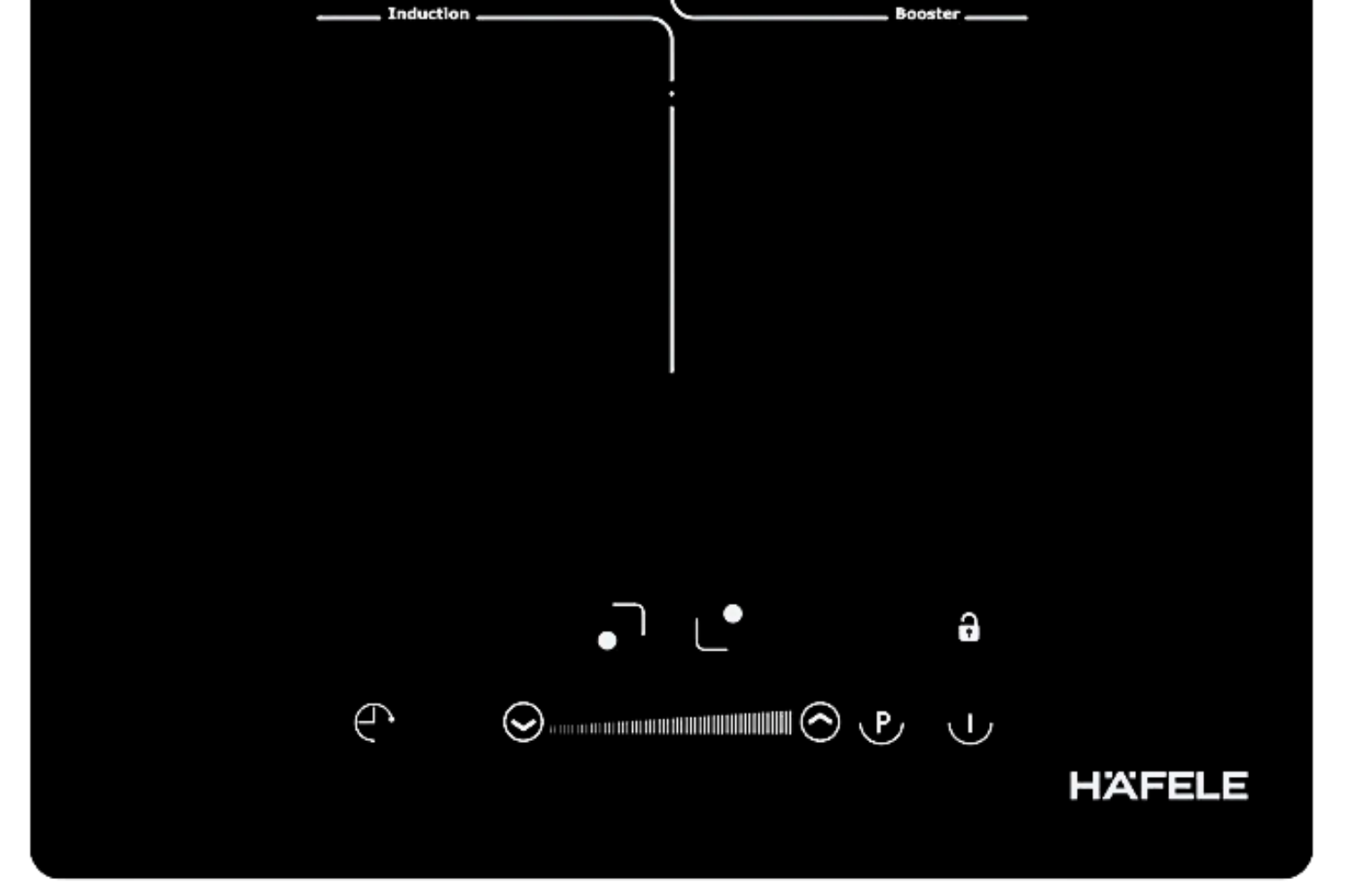 Bếp từ đôi domino Hafele HC-I302B (536.61.770) nổi bật với bảng điều khiển cảm ứng trượt