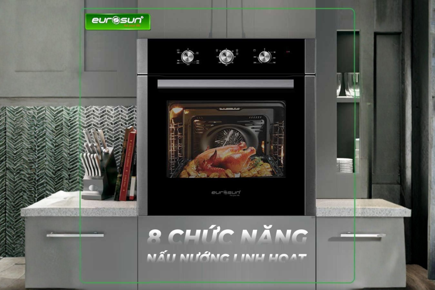 Eurosun EOV65ME&nbsp;có&nbsp;8 chức năng nướng đa dạng