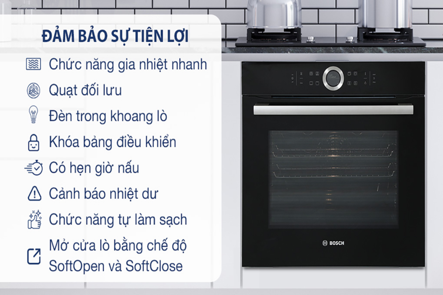 Lò nướng Bosch HBG672BB1 có nhiều tiện ích hữu ích