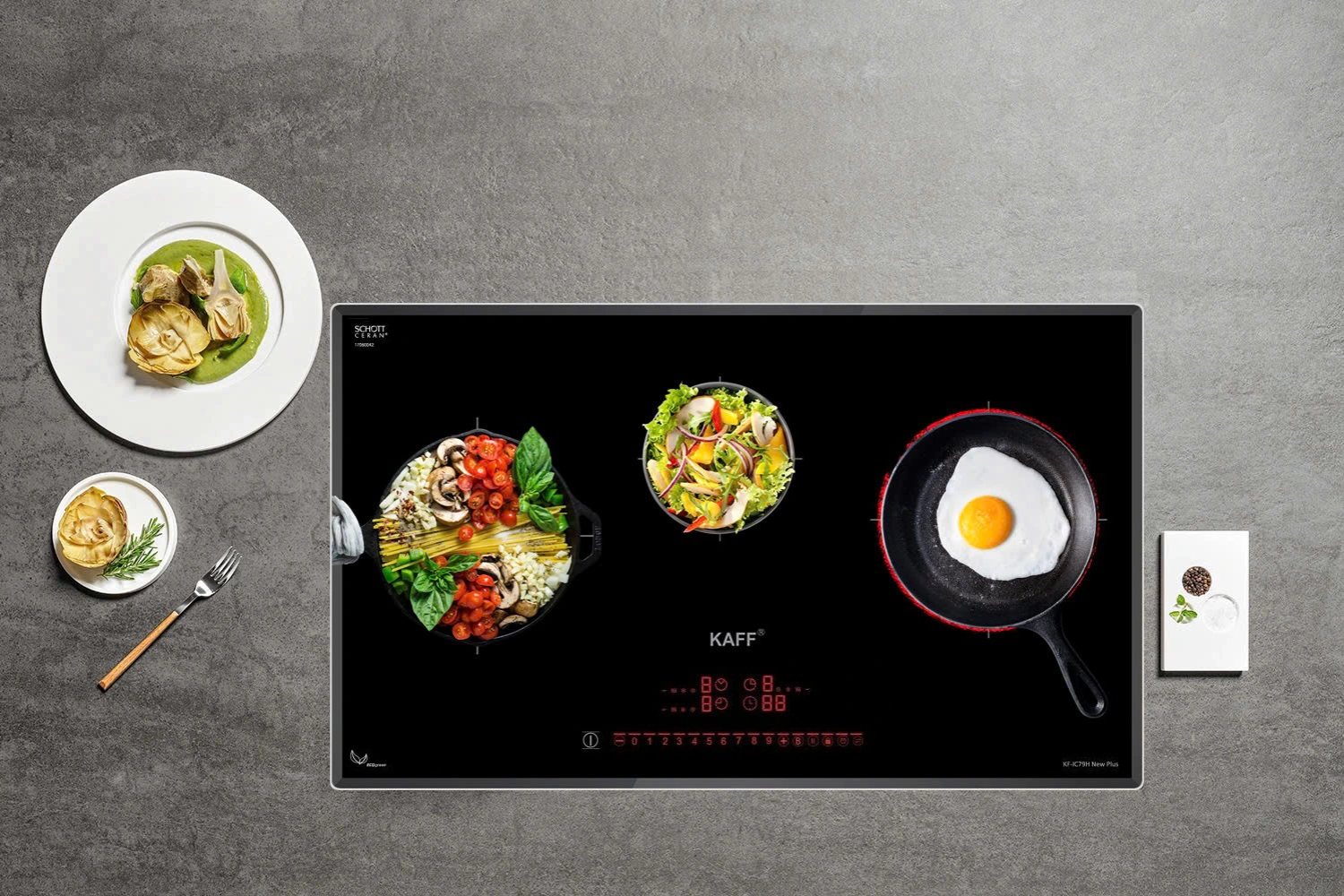 Bếp điện từ KAFF KF-IC79H New Plus được thiết kế 3 vùng nấu độc lập